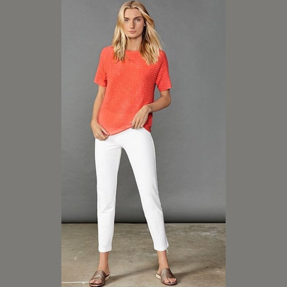 Eileen Fisher Petite White Stretch‎ Crepe Slim Leg Ankle Pants - SZ PP - NWT